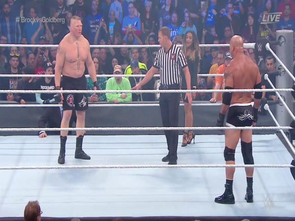 Goldberg Vs Lesnar (Image courtesy: Twitter) Goldberg Vs Lesnar (Image courtesy: Twitter)