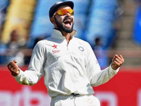 Virat Kohli can't hide his joy as he celebrates Haseeb Hameed's wicket