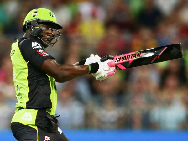 Andre Russell plays with a black coloured bat during BBL. Photo from Sydney Thunder's Twitter page Andre Russell plays with a black coloured bat during BBL. Photo from Sydney Thunder's Twitter page
