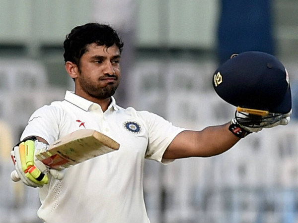 Karun Nair celebrates his triple century Karun Nair celebrates his triple century