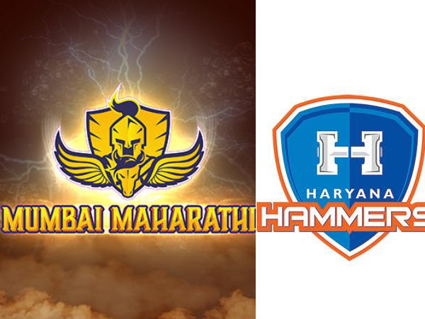 Mumbai Maharathi official logo (left) and Haryana Hammers Mumbai Maharathi official logo (left) and Haryana Hammers