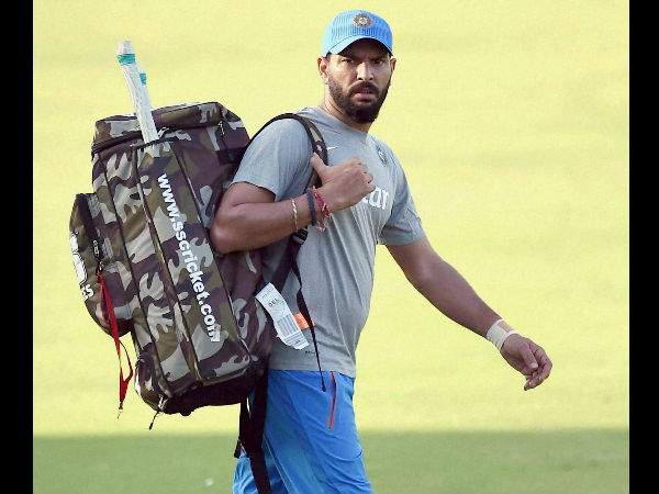 Yuvraj Singh arrives for practice