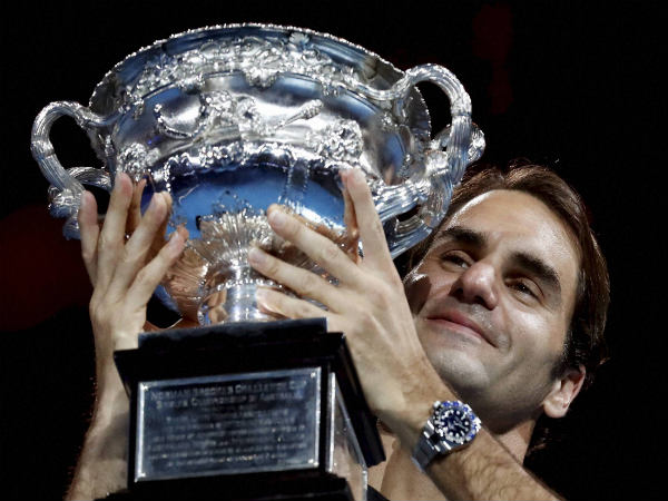 Roger Federer with the Australian Open trophy Roger Federer with the Australian Open trophy