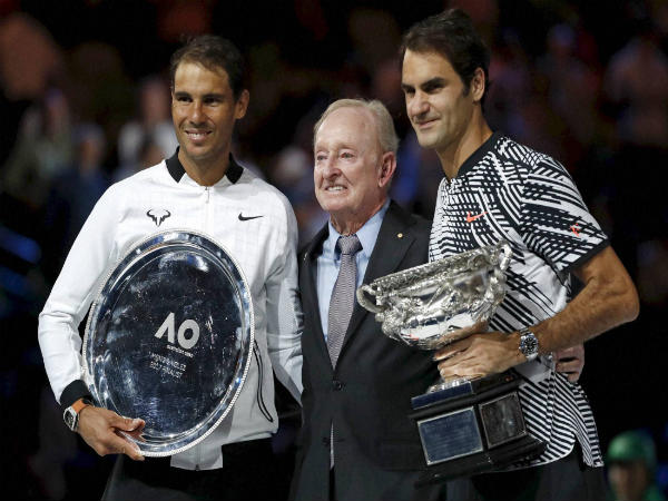 From left: Rafael Nadal, Rod Laver and Roger Federer From left: Rafael Nadal, Rod Laver and Roger Federer
