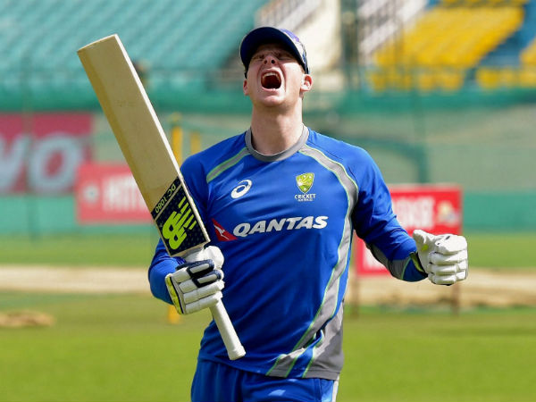 Steve Smith reacts during a practice session in Dharamsala
