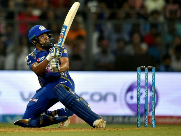 MI captain Rohit Sharm plays a shot against RPS MI captain Rohit Sharm plays a shot against RPS