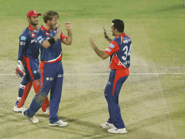 From left: Rishabh Pant, Corey Anderson and Zaheer Khan celebrate David Miller's wicket From left: Rishabh Pant, Corey Anderson and Zaheer Khan celebrate David Miller's wicket