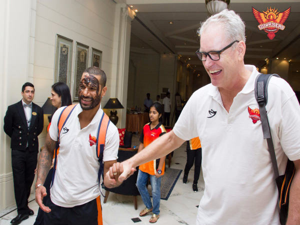 Shikhar Dhawan (left) with Tom Moody
