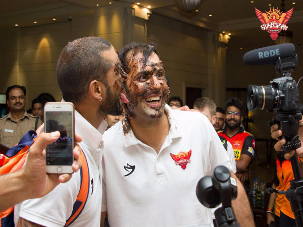 Shikhar Dhawan (left) with Mohammad Nabi