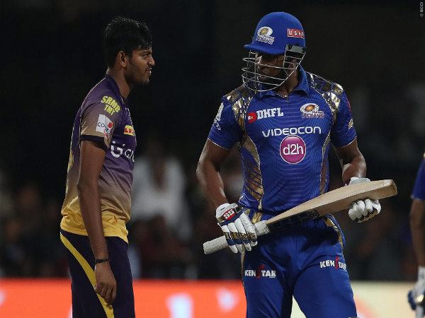 Ankit Rajpoot (left) and Kieron Pollard (Image courtesy: BCCI)