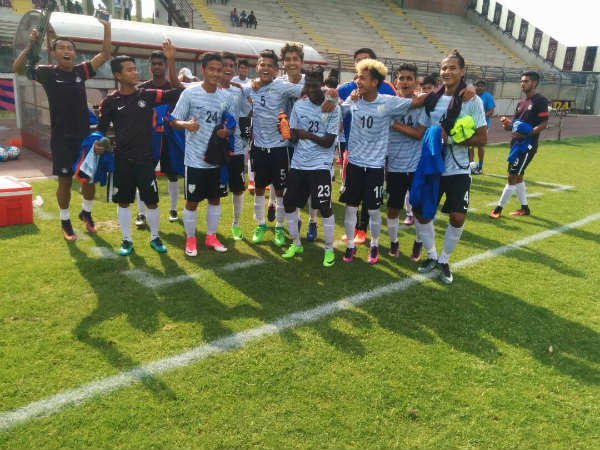 India U-17 football team celebrate win