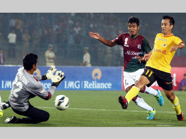 File photo: Shilton Paul (left) makes a save during an I-League game