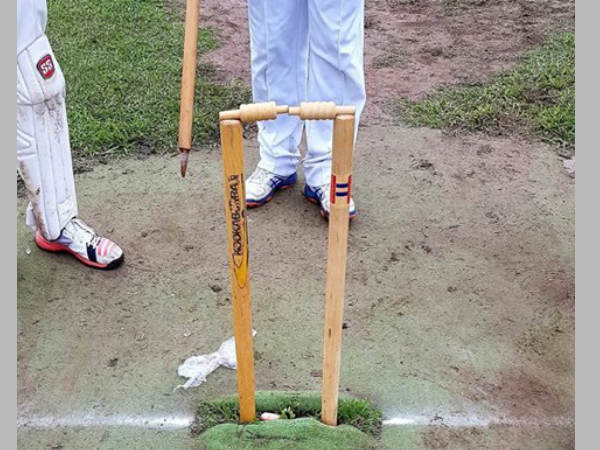 The condition of the stumps during the incident (Image courtesy: MyCricket Facebook page) The condition of the stumps during the incident (Image courtesy: MyCricket Facebook page)