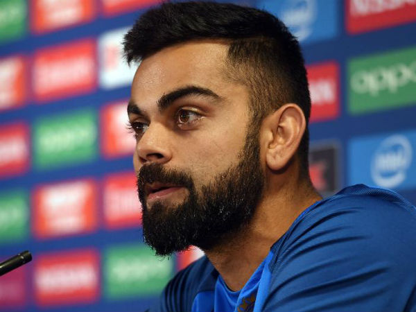 Kohli speaks to the media after India's win against South Africa. Photo: ICC Kohli speaks to the media after India's win against South Africa. Photo: ICC