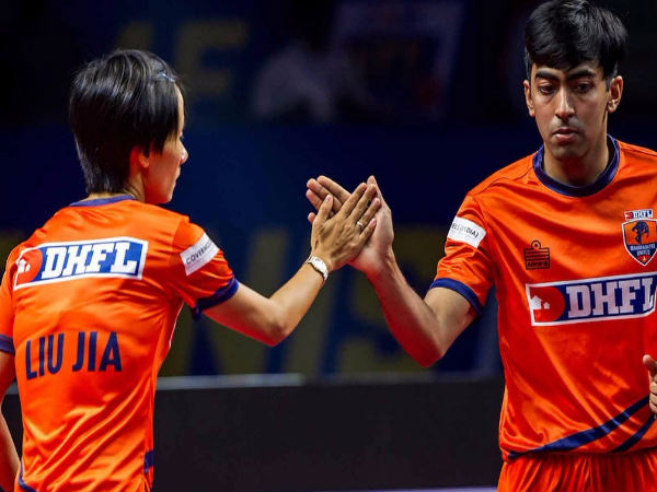 File Photo: Harmeet Desai (right) and Liu Jia of Maharashtra United (Image Courtesy: UTT website) File Photo: Harmeet Desai (right) and Liu Jia of Maharashtra United (Image Courtesy: UTT website)