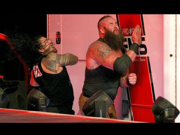 Roman Reigns (left) & Braun Strowman (image courtesy WWE.com) Roman Reigns (left) & Braun Strowman (image courtesy WWE.com)