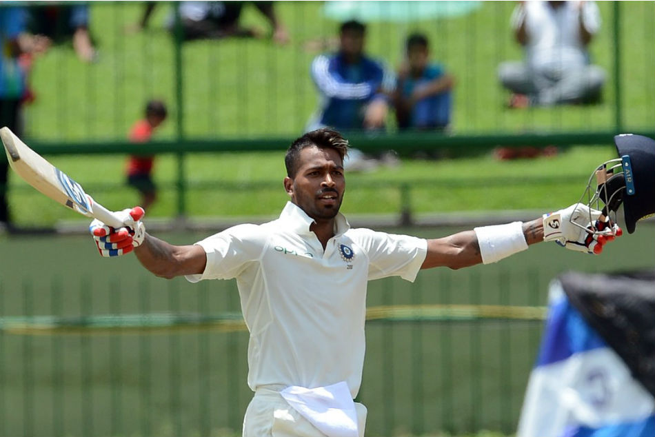 Hardik Pandya celebrates after slamming his maiden ton.