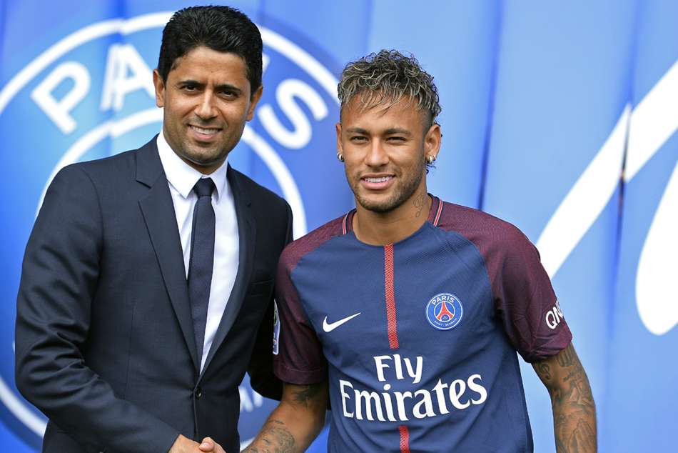 Neymar with PSG Chief Naseer Al Kheilafi Neymar with PSG Chief Naseer Al Kheilafi