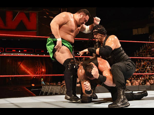 From left, Samoa Joe, Braun Strowman and Roman Reigns (image courtesy WWE.com) From left, Samoa Joe, Braun Strowman and Roman Reigns (image courtesy WWE.com)