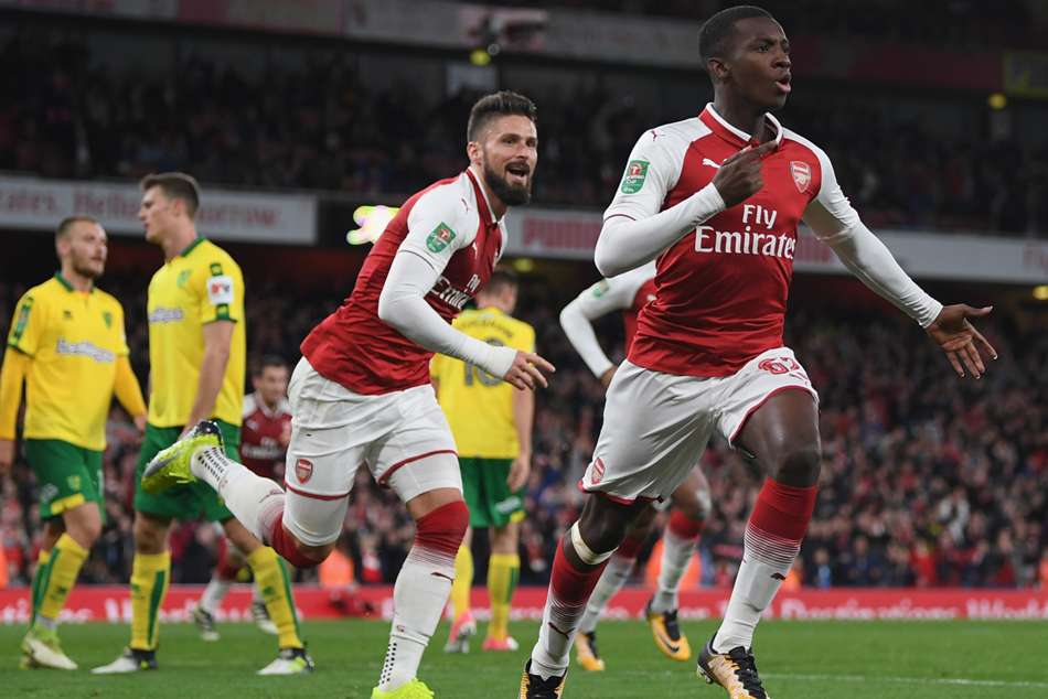 Arsenal's Eddie Nketiah celebrates Arsenal's Eddie Nketiah celebrates