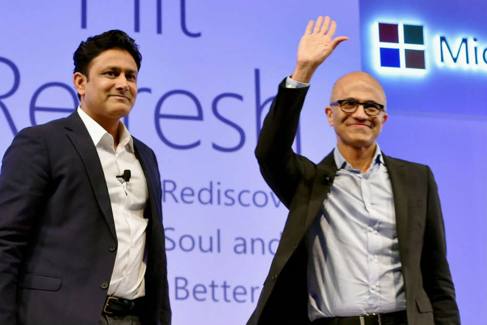 Satya Nadella and Anil Kumble