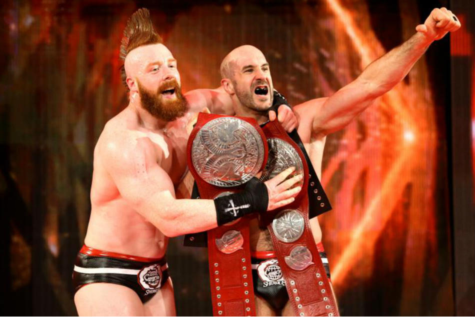 Cesaro & Sheamus (left), new tag team champions (image courtesy WWE.com) Cesaro & Sheamus (left), new tag team champions (image courtesy WWE.com)