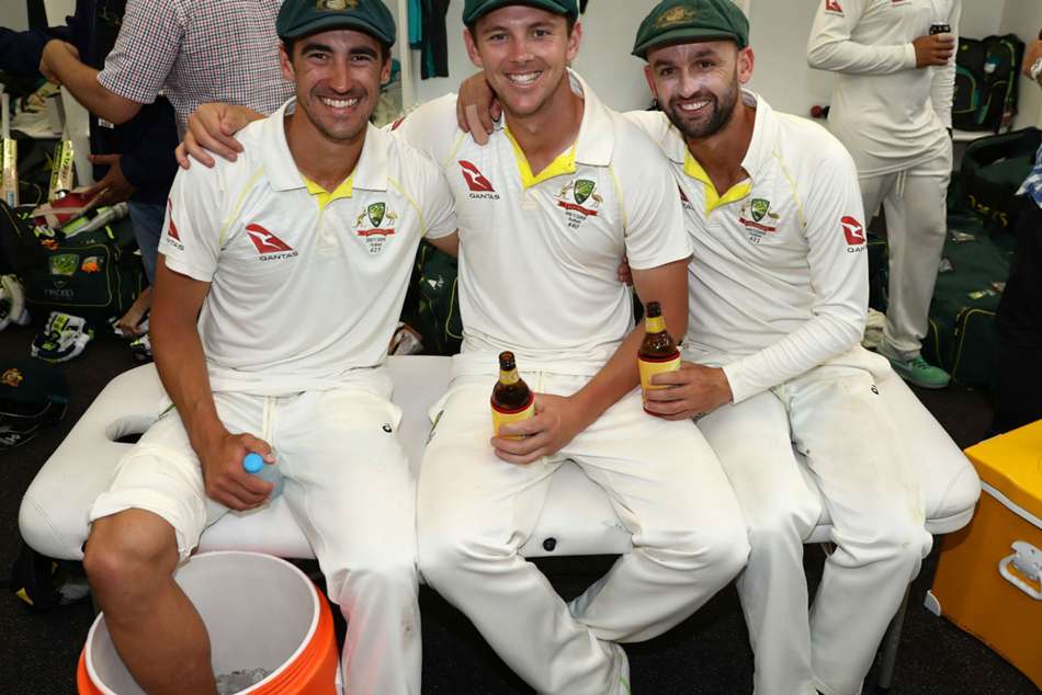 Mitchell Starc Josh Hazlewood Nathan Lyon - cropped Mitchell Starc Josh Hazlewood Nathan Lyon - cropped