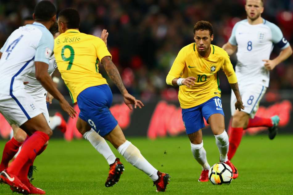 Brazil superstar Neymar in action against England Brazil superstar Neymar in action against England