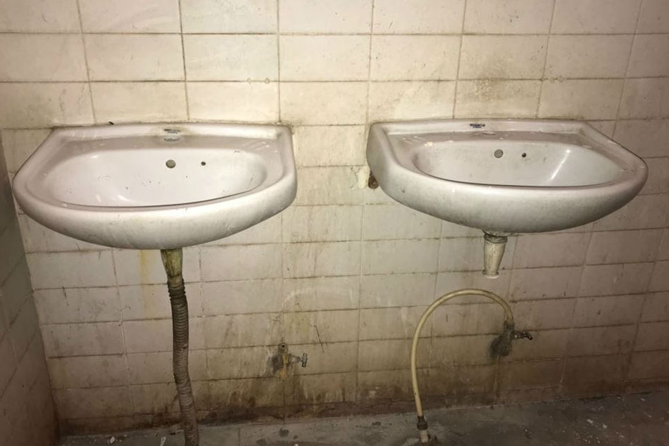 Some of the wash basins have no pipes below them