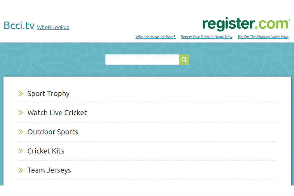Screenshot of the BCCI official website