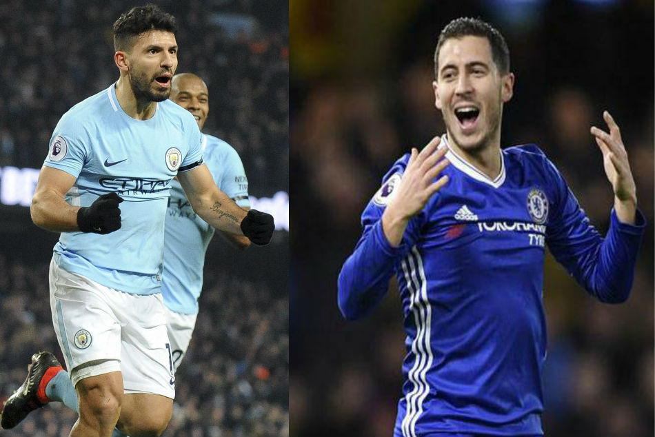 Manchester City's Sergio Aguero (left) and Chelsea's Eden Hazard Manchester City's Sergio Aguero (left) and Chelsea's Eden Hazard