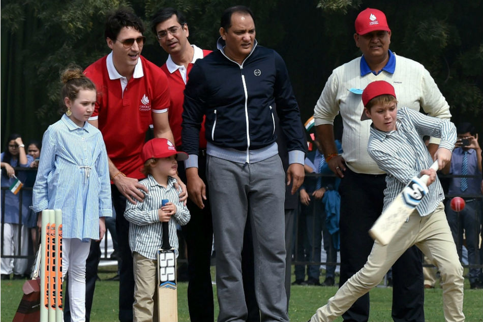 Trudeau, Azhar watch Xavier bat