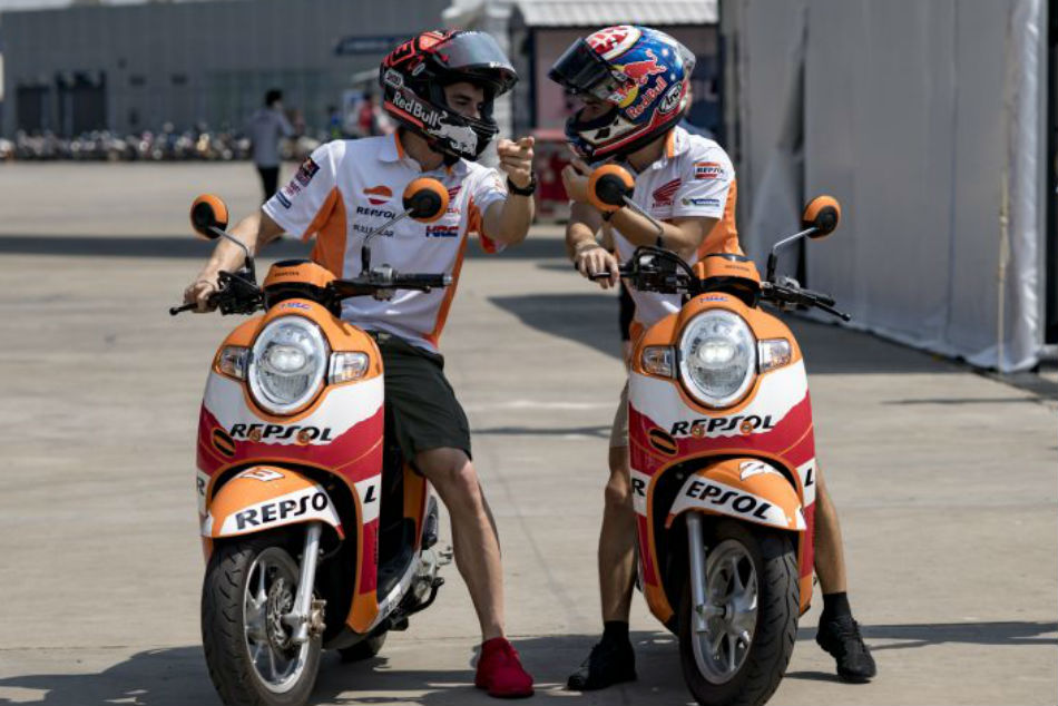 Dani Pedrosa and Marc Marquez share a light moment