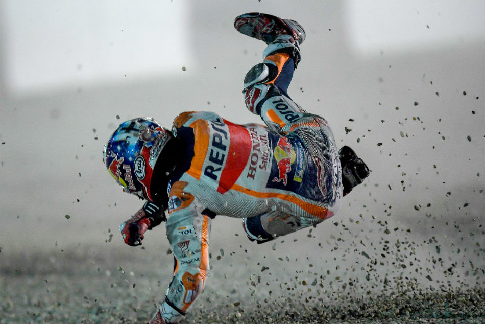 Dani Pedrosa fell twice, but was okay.