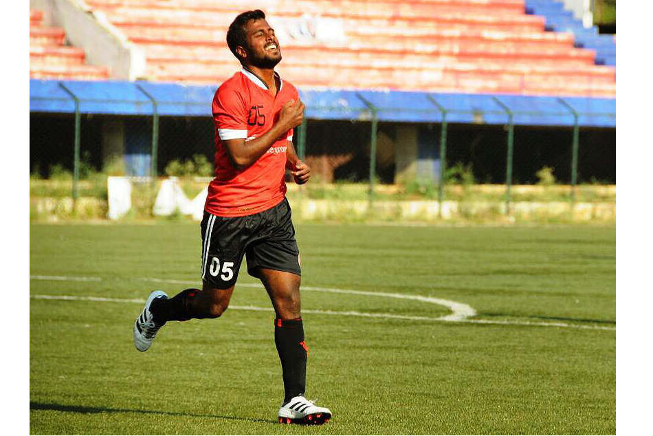 Ozone FCs Anup Theres Raj is overjoyed after scoring against Bengaluru FC during their BDFA Super Division match