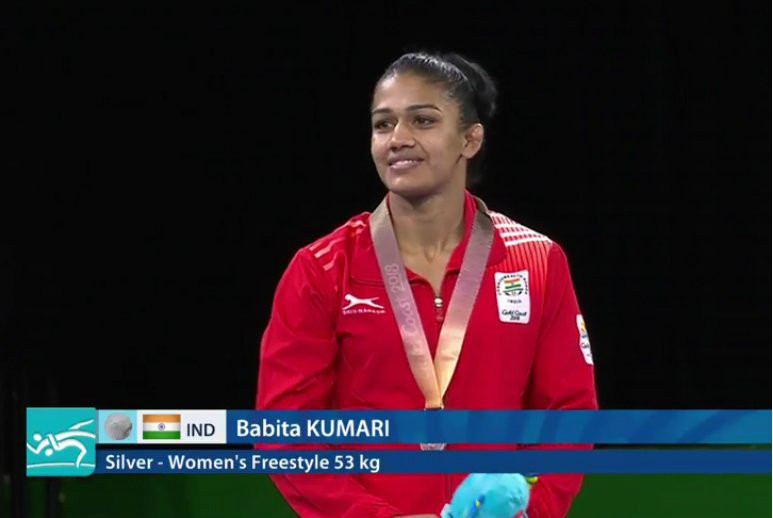Babita Kumari settled for silver in the womens 53kg freestyle wrestling