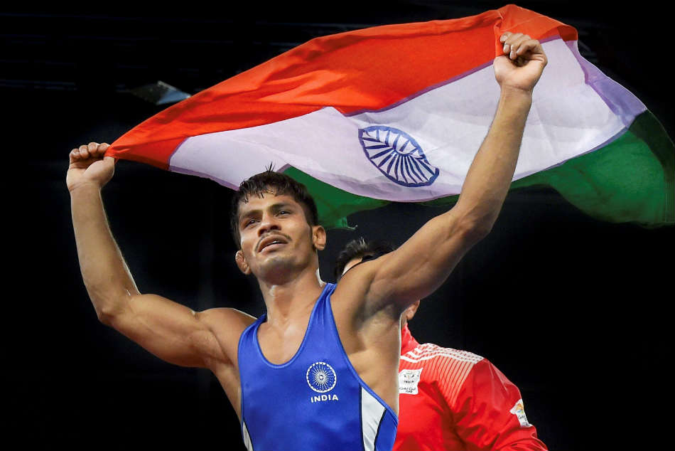 Indias Rahul Aware bags gold in mens 57kg freestyle wrestling