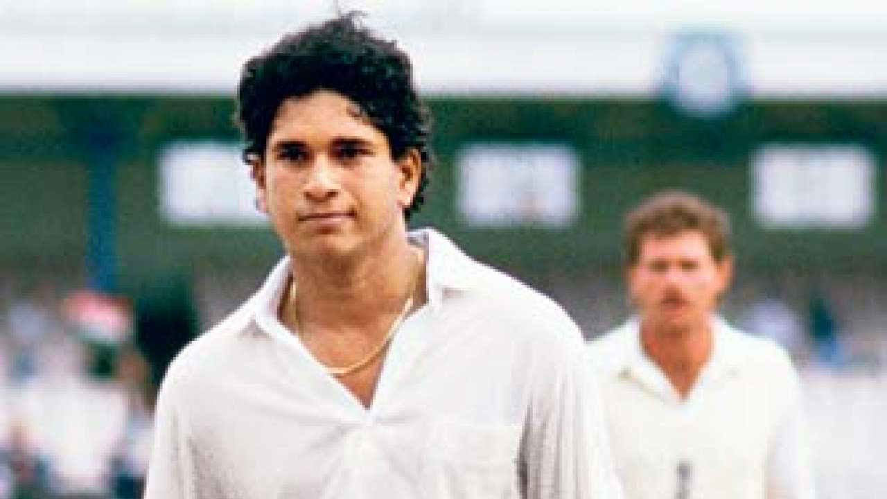 Sachin Tendulkar after his 100 against England at Manchester in 1990