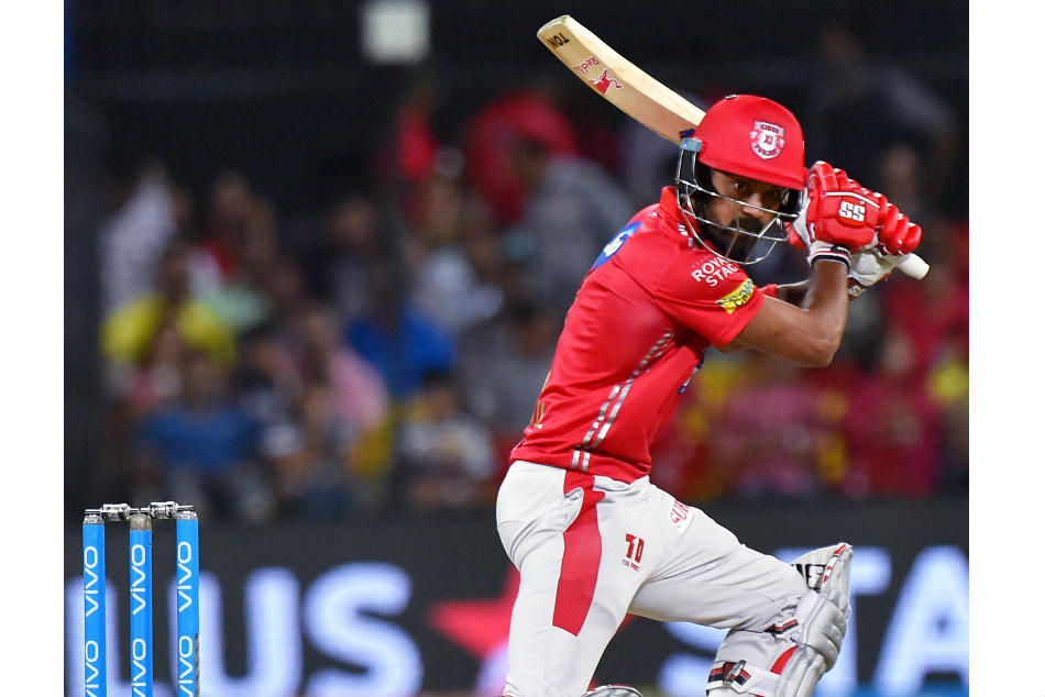 KL Rahul of Kings XI Punjab (KXIP) en route his 84 against Rajasthan Royals during their IPL 2018 match