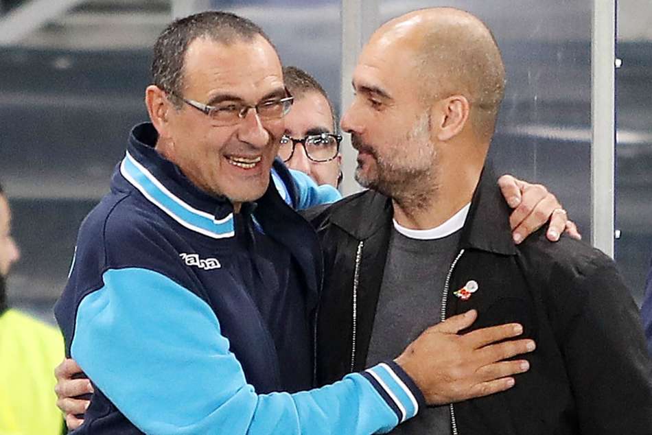 Maurizio Sarri (left) and Pep Guardiola Maurizio Sarri (left) and Pep Guardiola