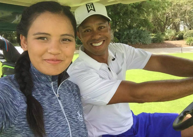 Pratima Sherpa with Tiger Woods