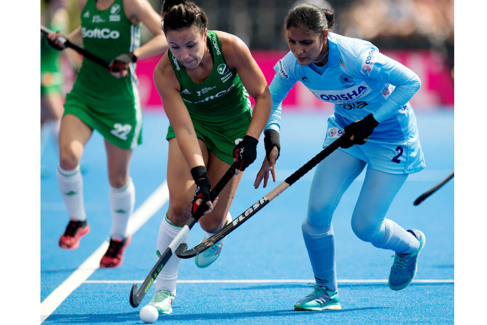 Gurjit Kaur of Indian womens hockey team in action against Ireland
