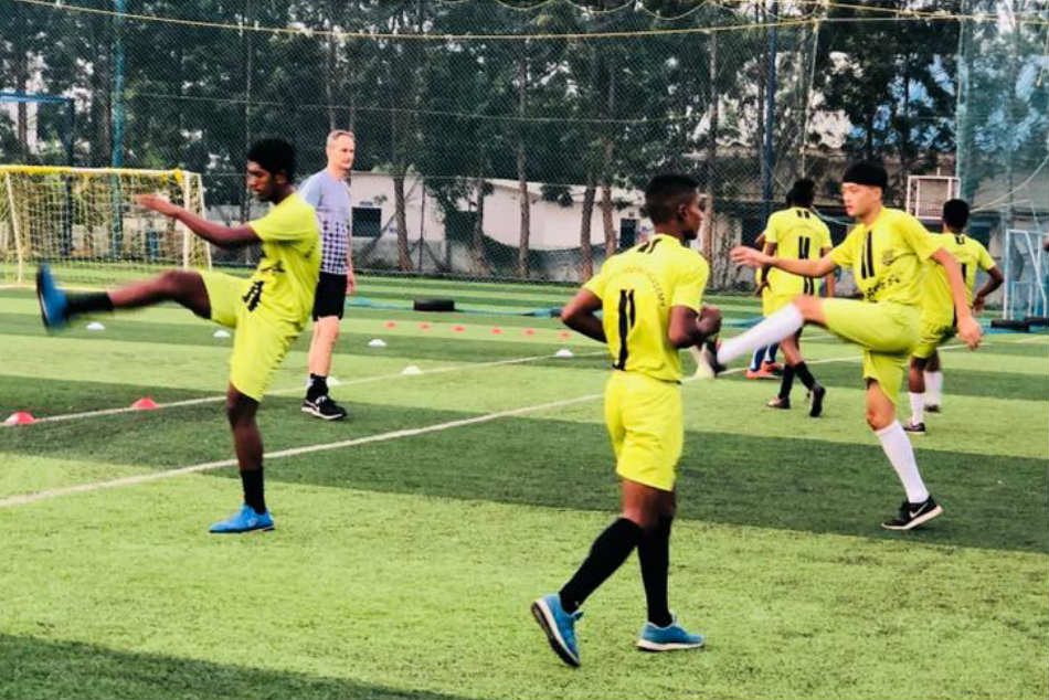 Kickstart FC players during a training session in the presence of head coach Lars Lungi Sorensen
