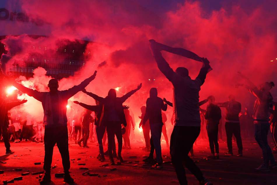Marseille fans during the Europa League match against Athletic Bilbao in March