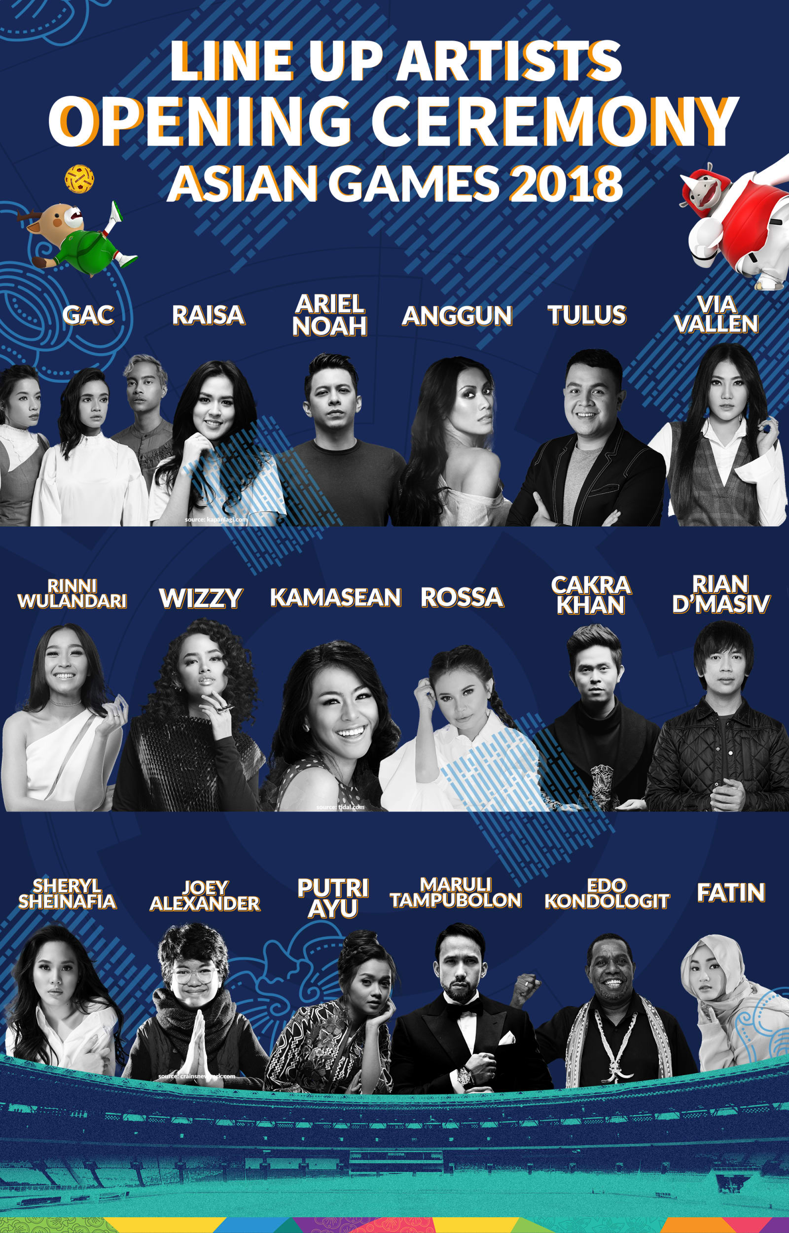 Asian Games 2018 artists