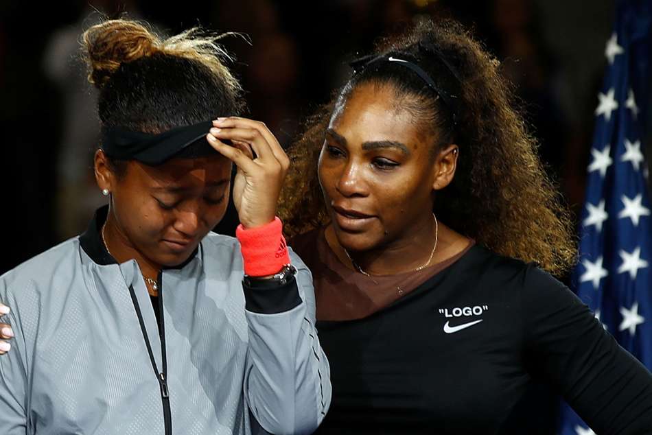 Naomi Osaka (left) with Serena Williams after the US Open final Naomi Osaka (left) with Serena Williams after the US Open final