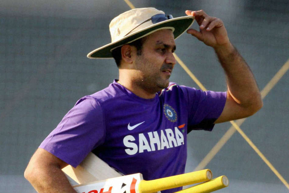 Virender Sehwag took center stage in the Indian run chase with a hundred