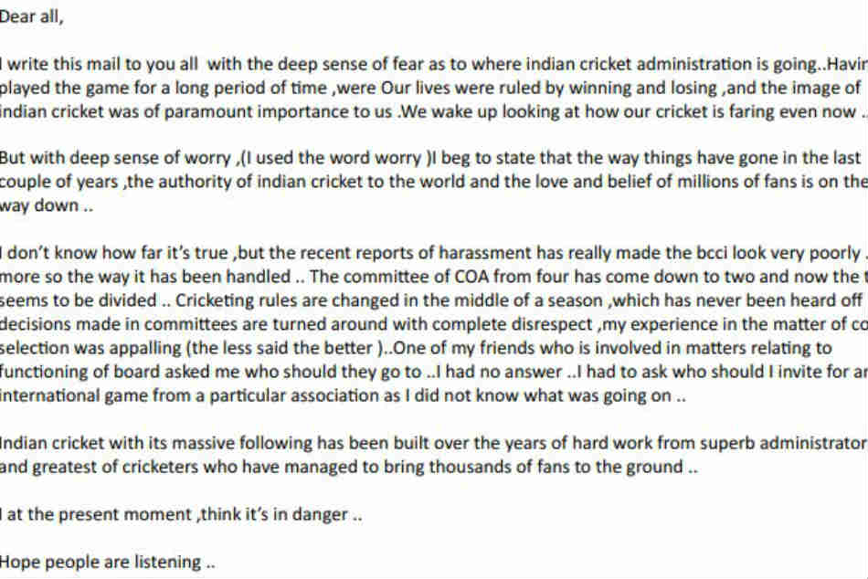Sourav Gangulys letter to BCCI Sourav Gangulys letter to BCCI