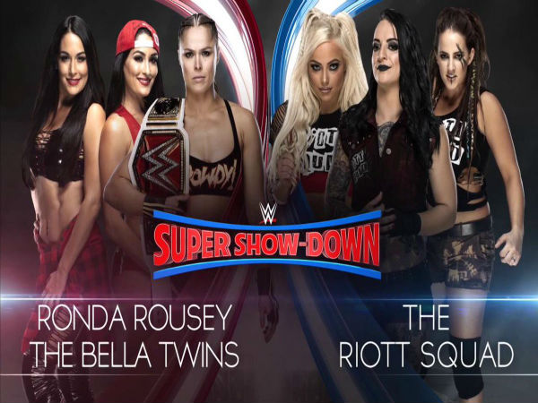 Six-Woman Tag Team match: Ronda Rousey & The Bella Twins vs The Riott Squad