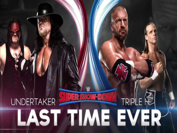 Singles Match: The Undertaker (W/Kane) vs Triple H (W/Shawn Michaels)
